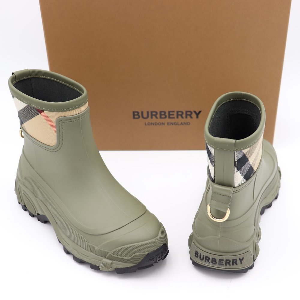 NIB Burberry Ryan House Check Panel Rain Boots